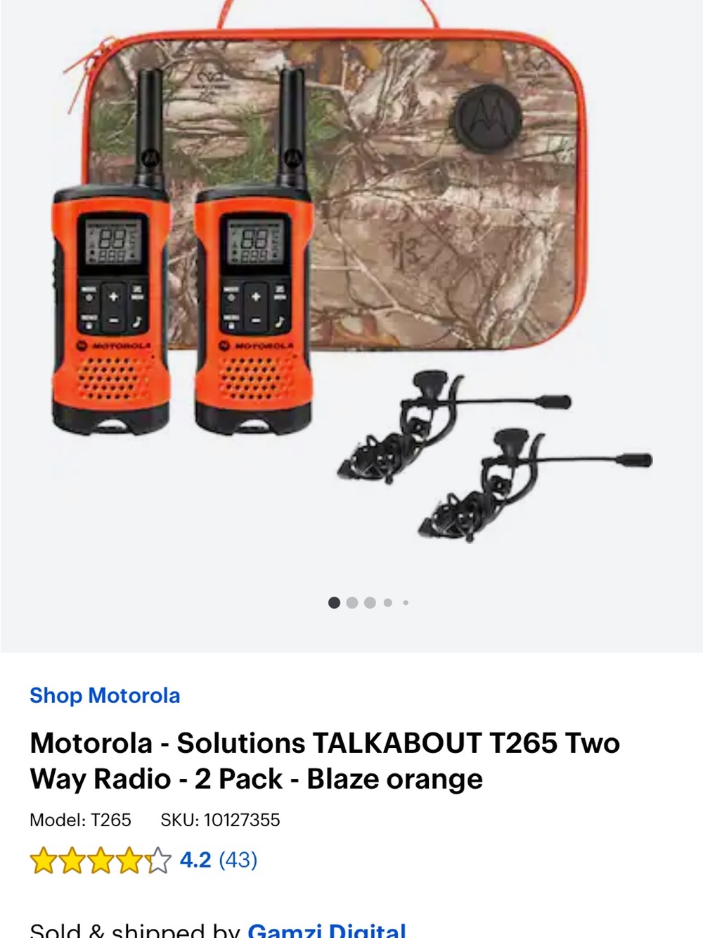 Motorola Two-Way Radios 2-Pack in Blaze Orange with Camouflage Carry Case